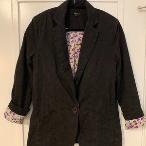 Millau Black Cotton Floral-lined Blazer